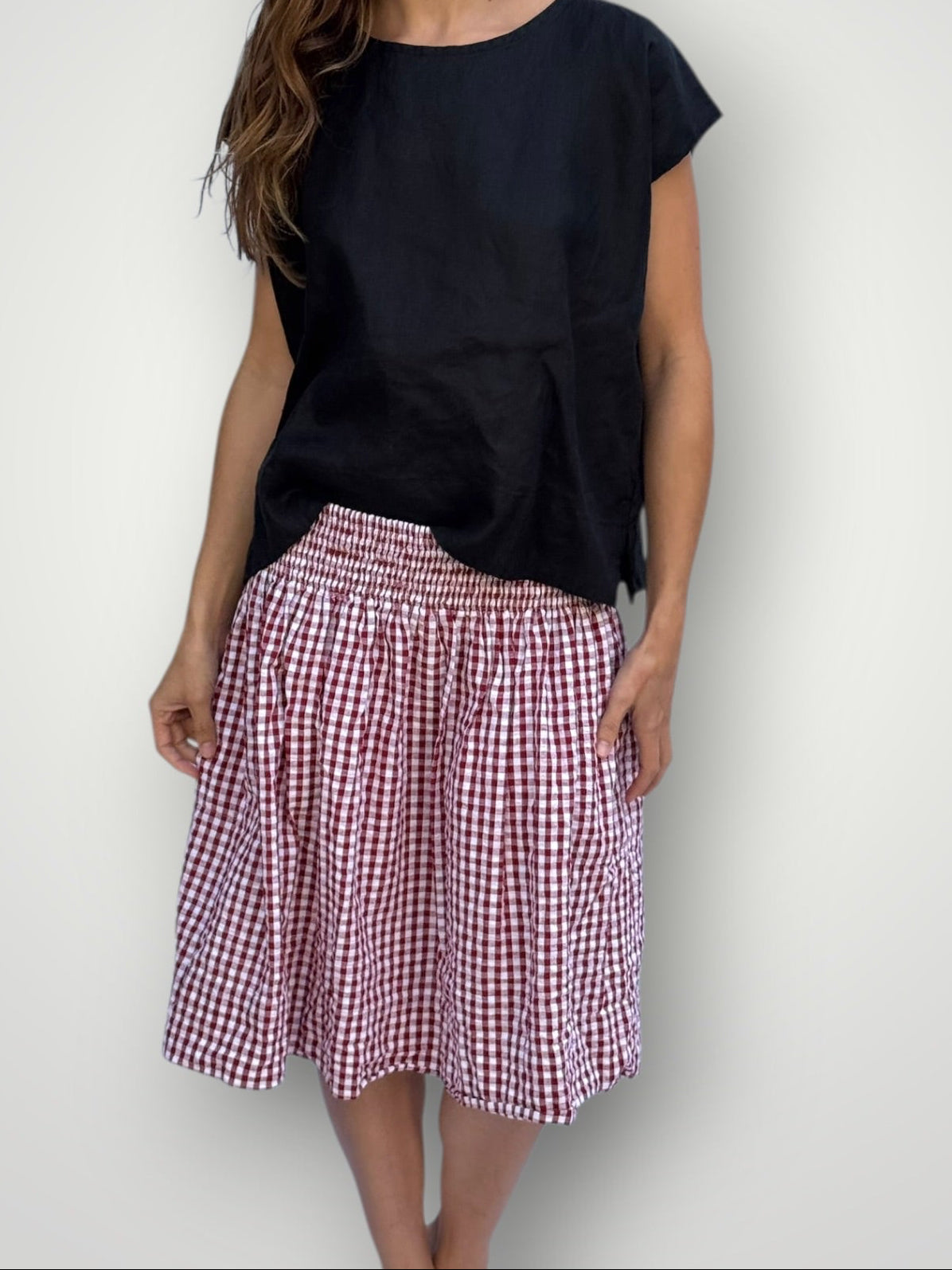 zoe skirt - red gingham cotton Apparel