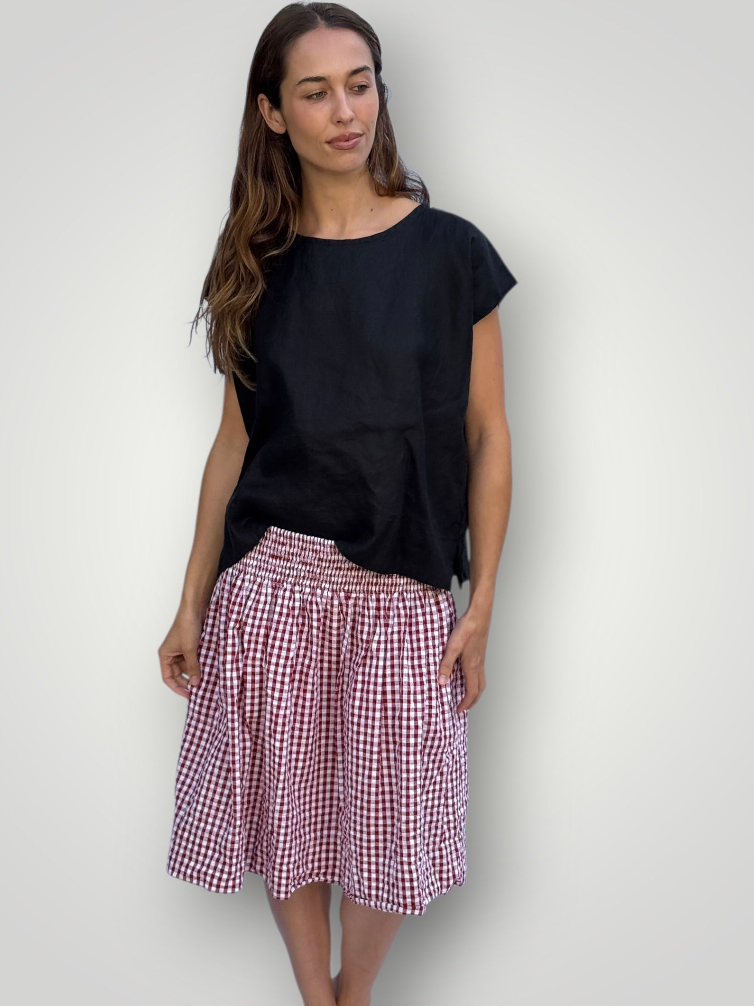 zoe skirt - red gingham cotton Apparel