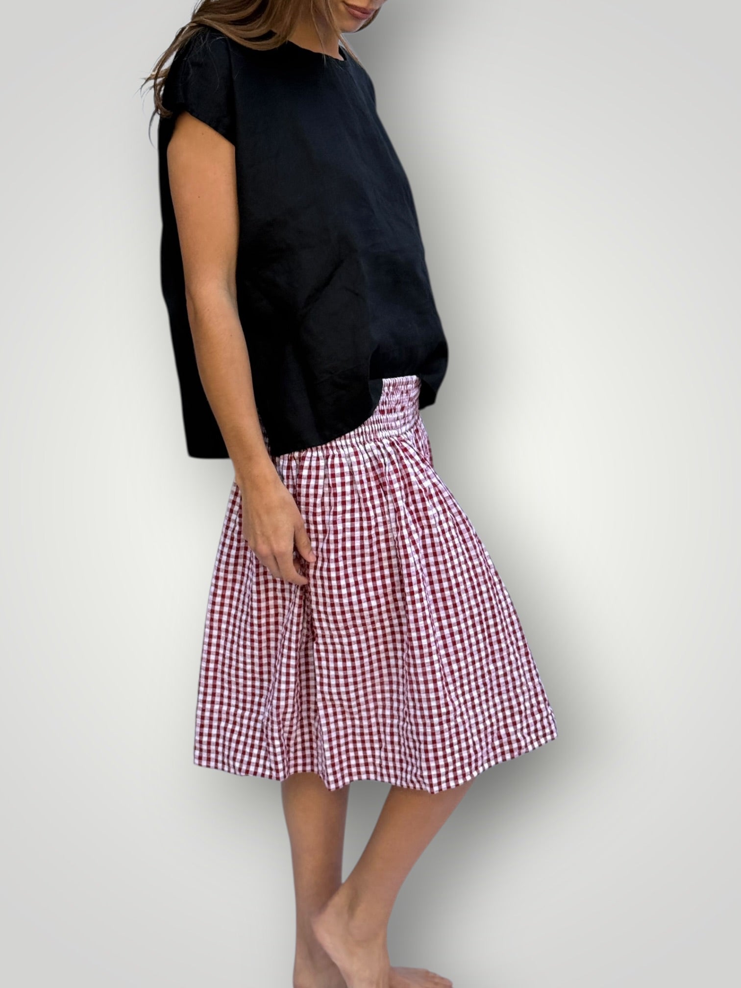 zoe skirt - red gingham cotton Apparel
