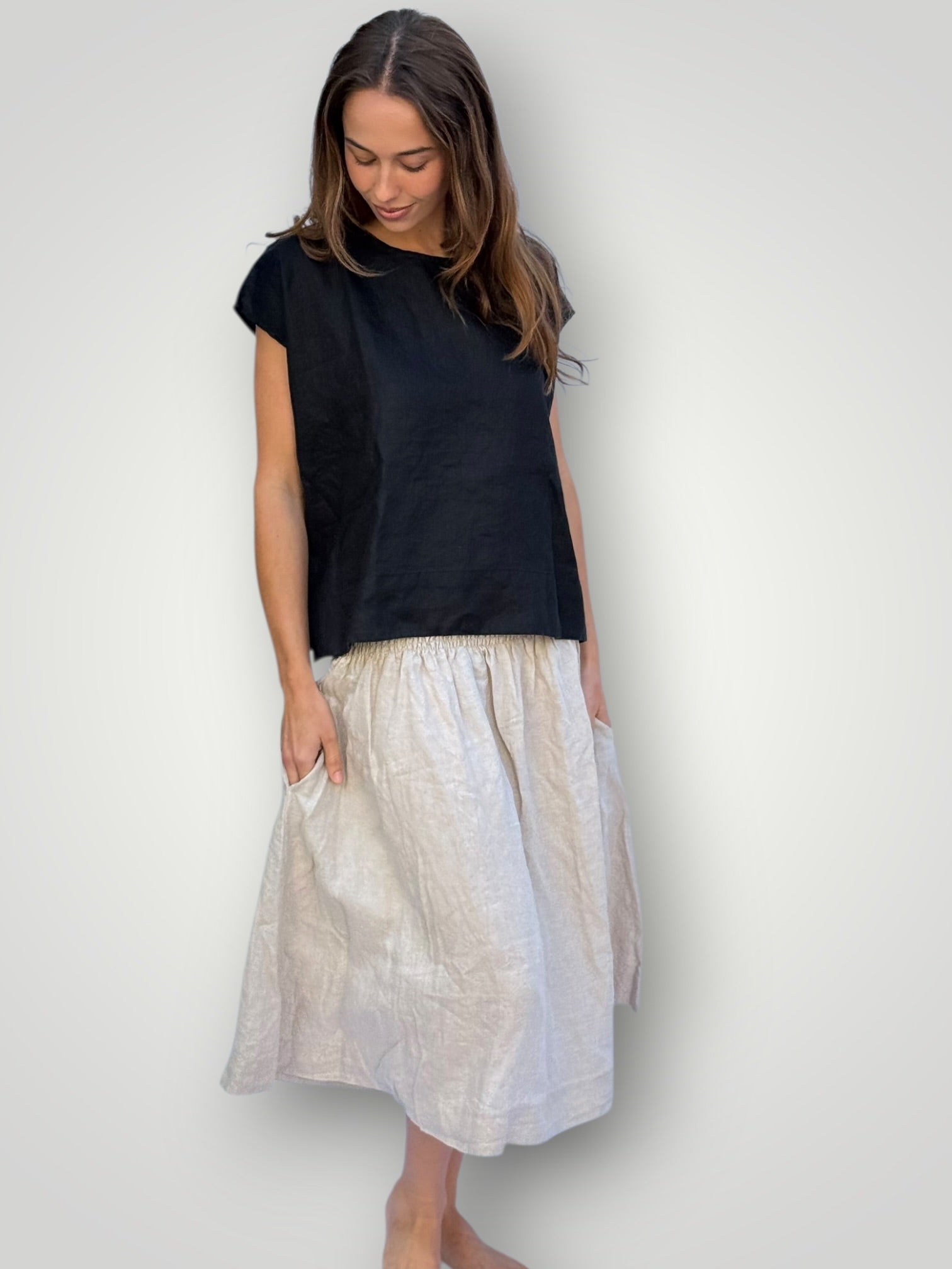 lola skirt - natural linen Apparel