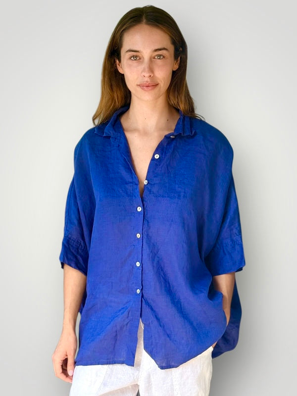 issey shirt - cobalt linen Apparel