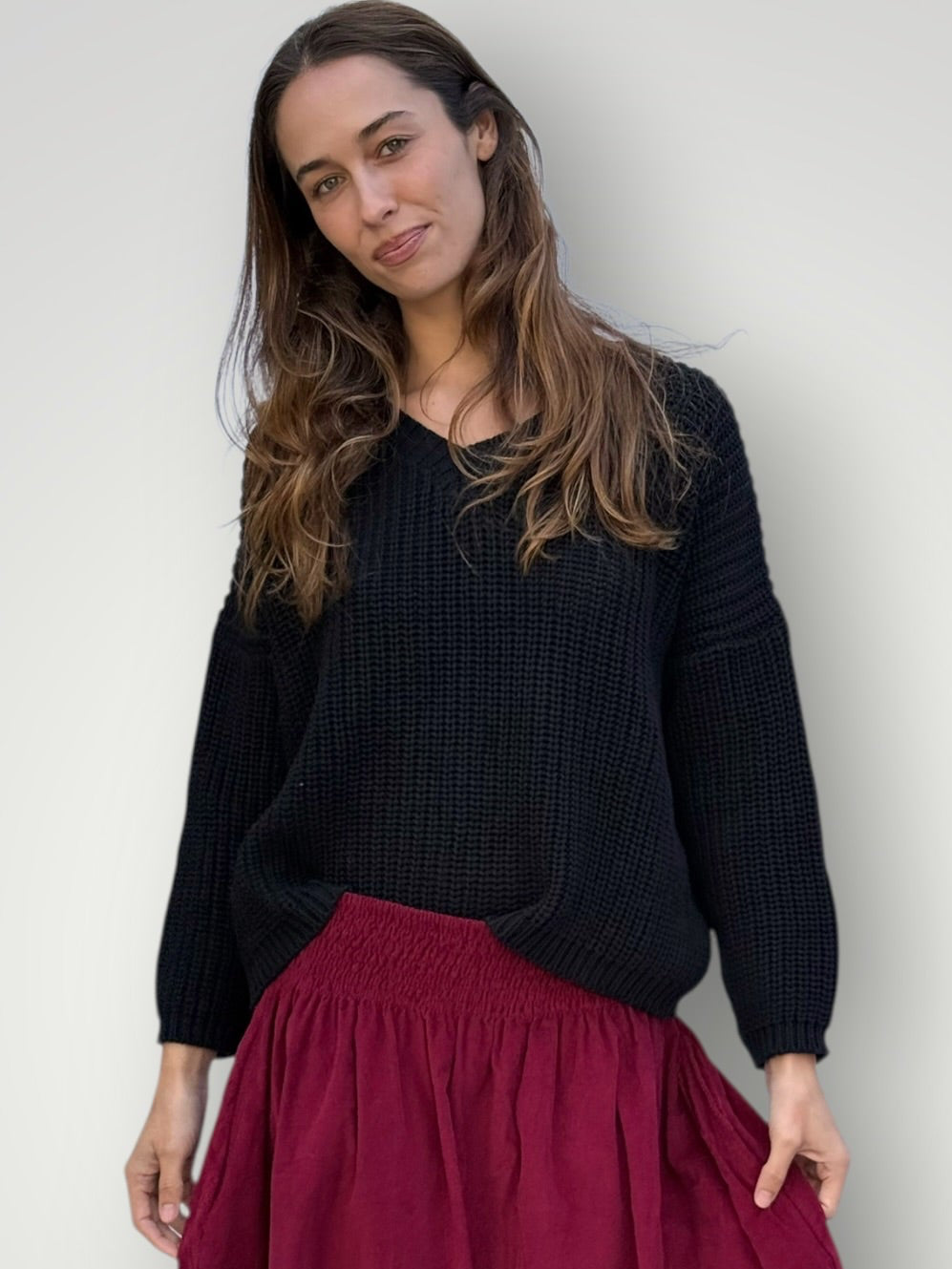 jasper cotton rib knit - black Apparel