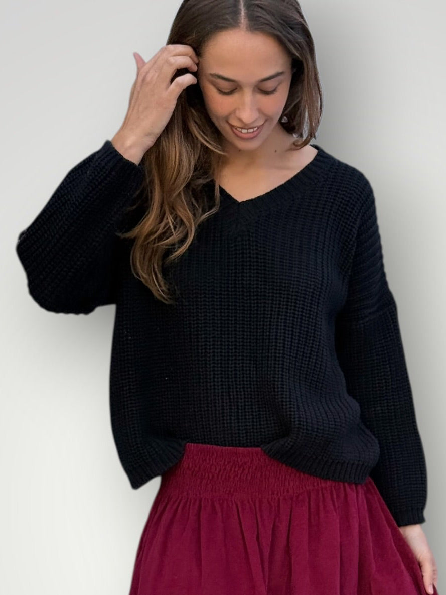 jasper cotton rib knit - black Apparel