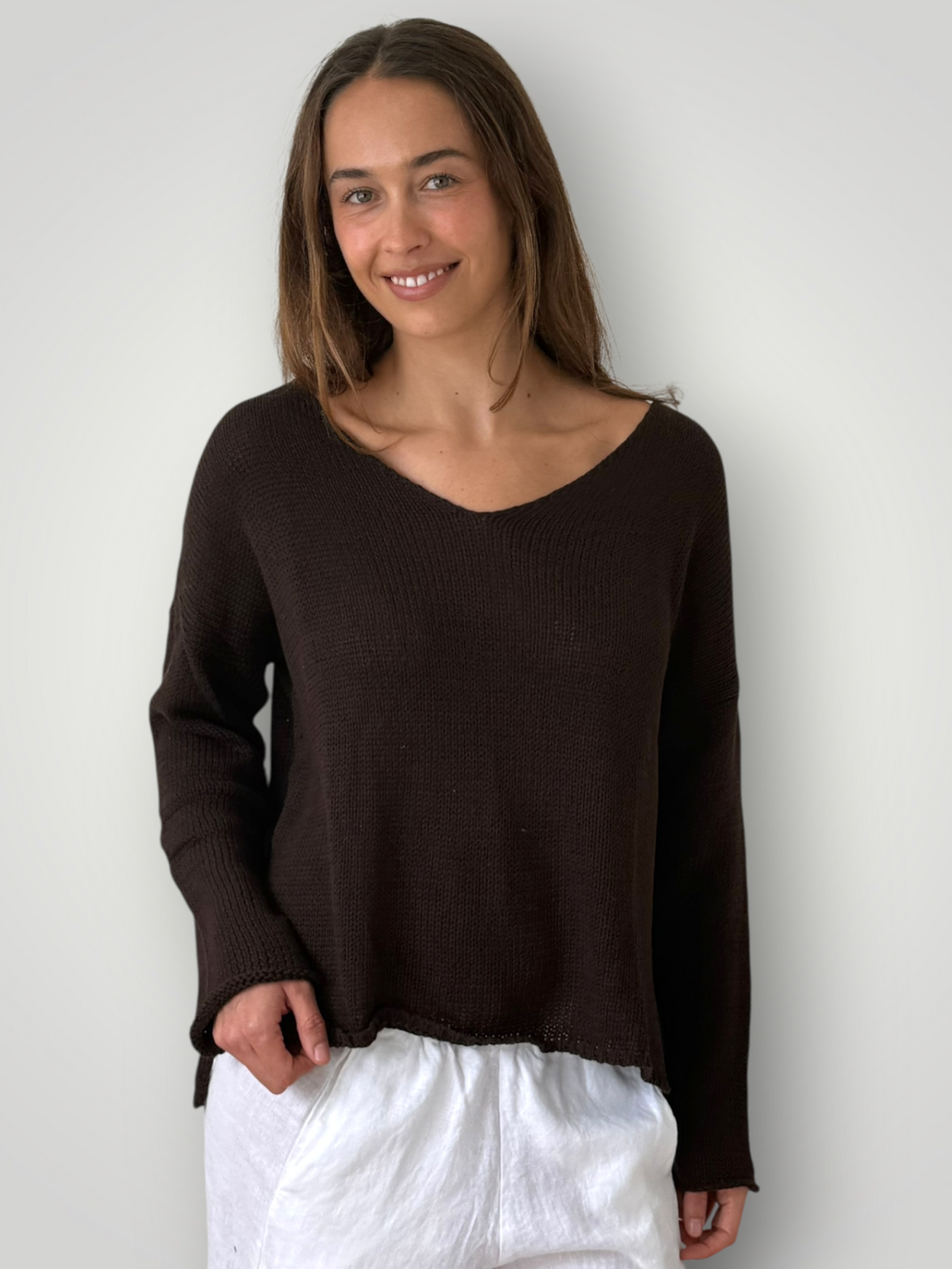 jamie cotton knit-chocolate Apparel