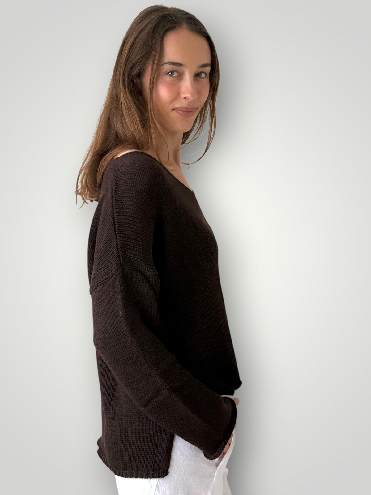 jamie cotton knit-chocolate Apparel