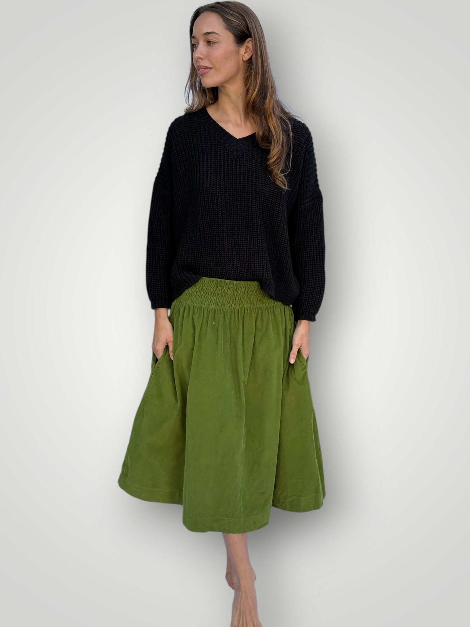lola skirt-olive cord Apparel