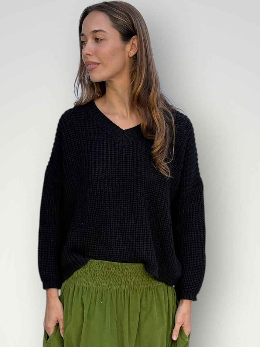 jasper cotton rib knit - black Apparel