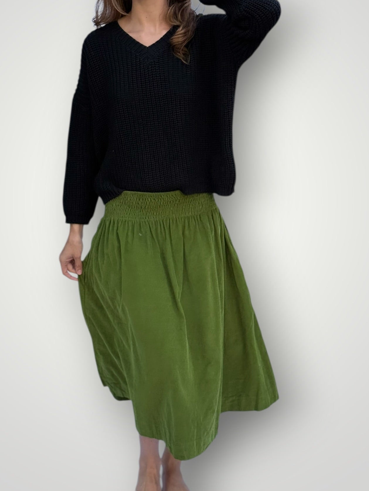 lola skirt-olive cord Apparel