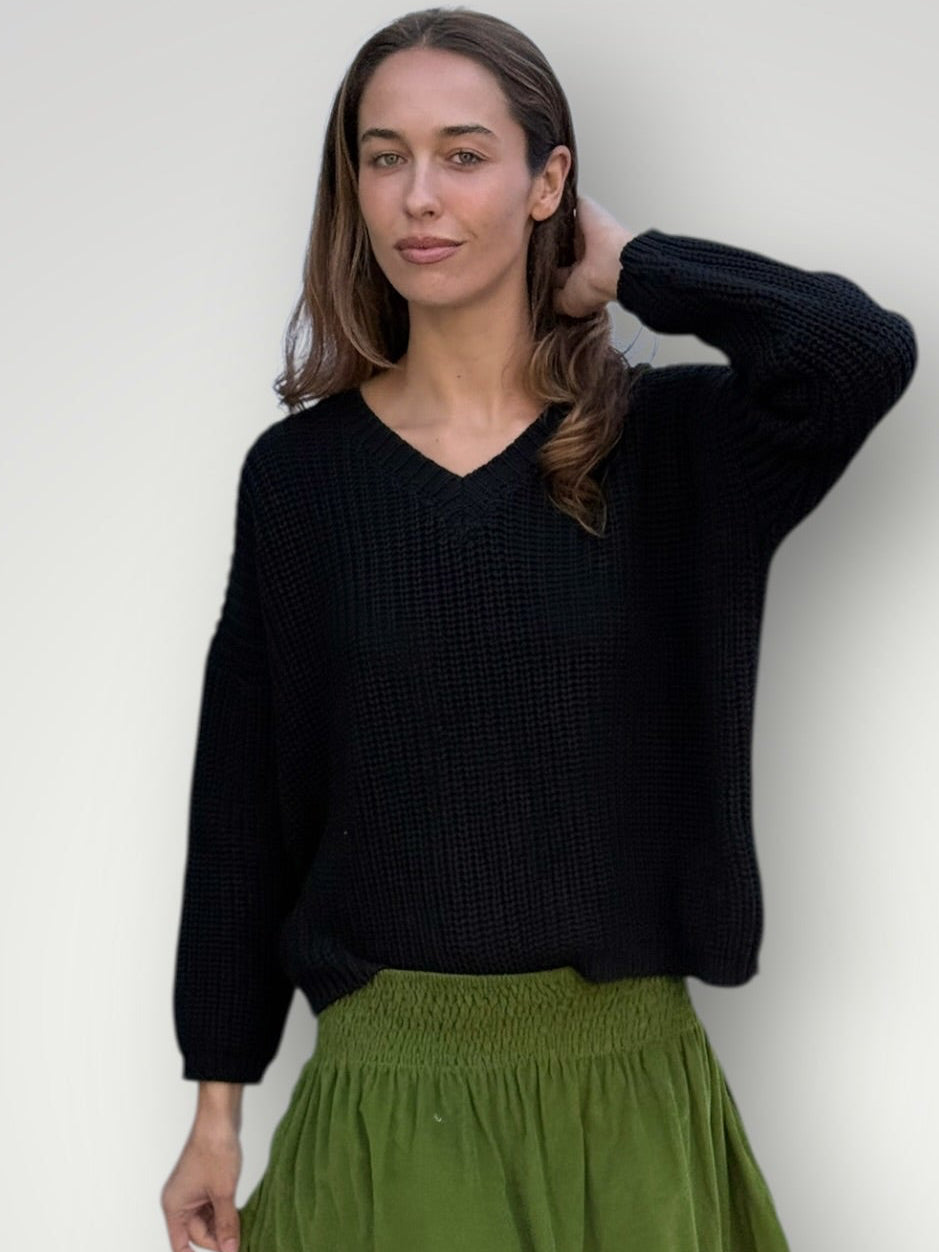 jasper cotton rib knit - black Apparel