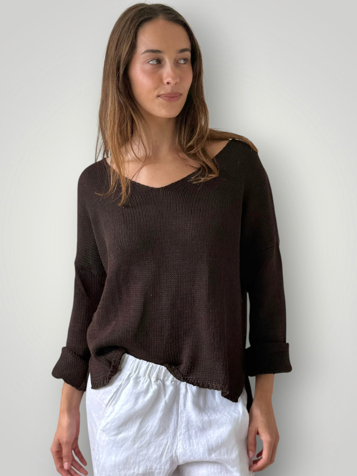 jamie cotton knit-chocolate Apparel