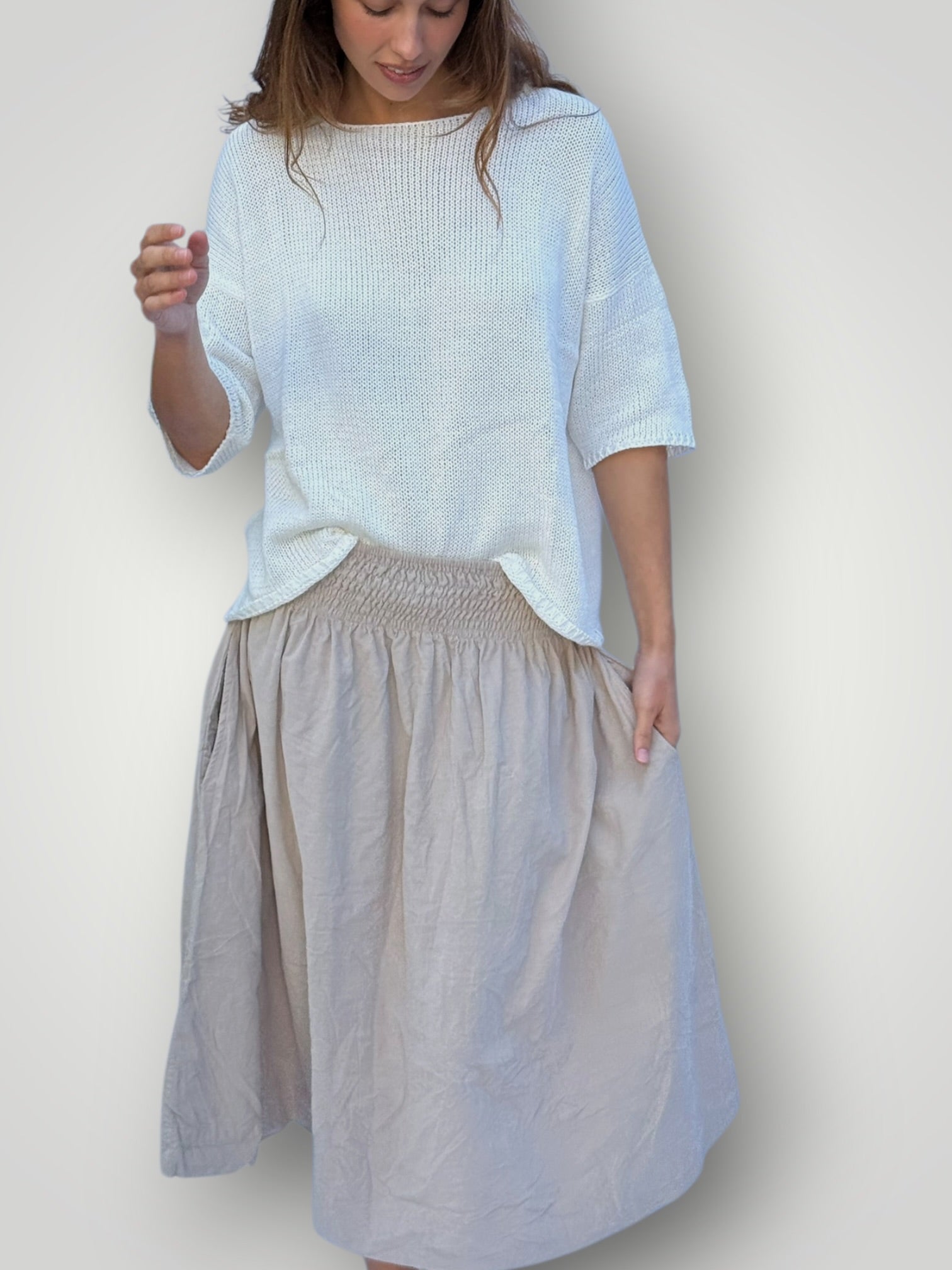lola skirt-buckwheat cord Apparel