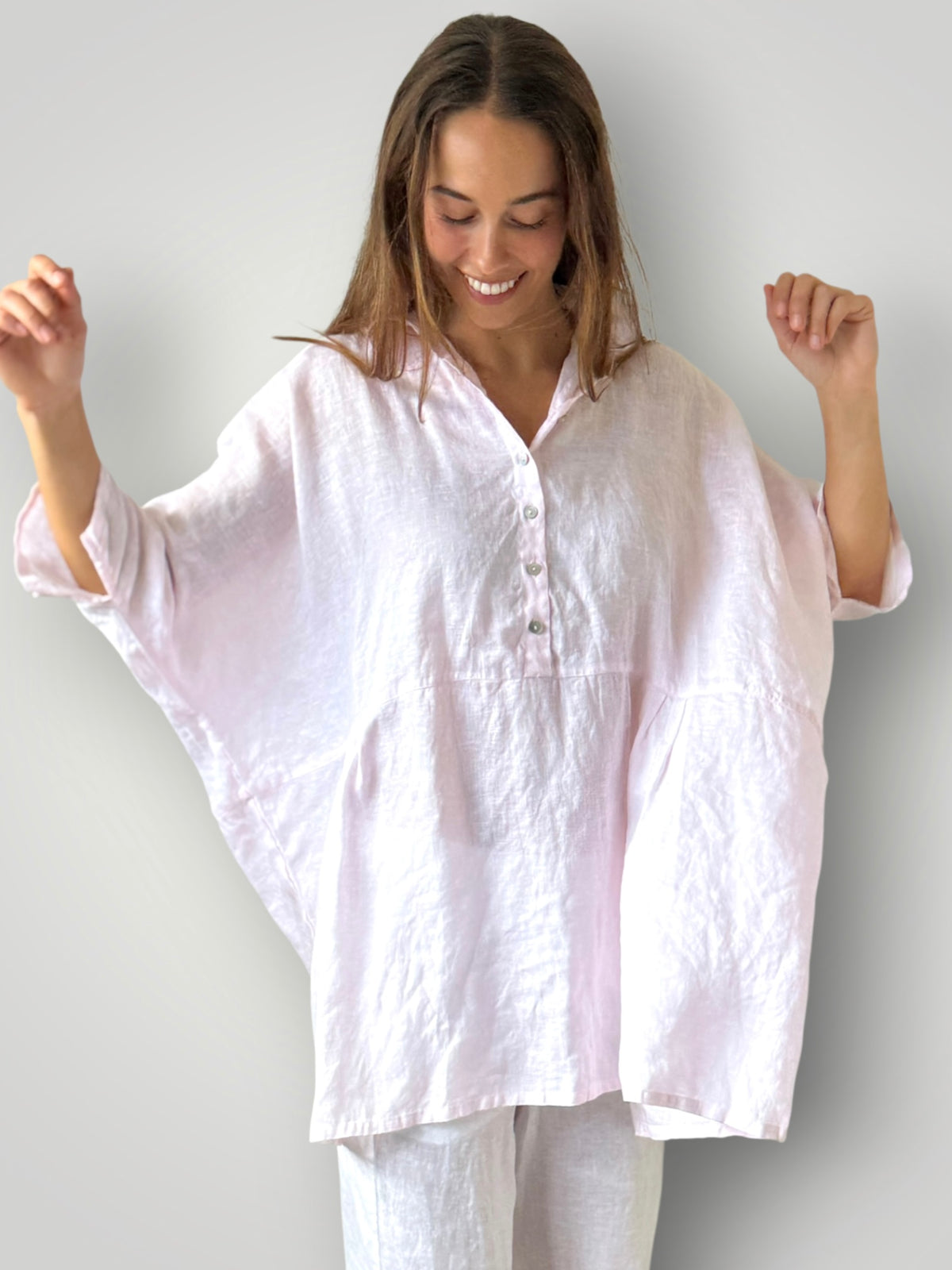 bronte shirt - soft pink linen Apparel