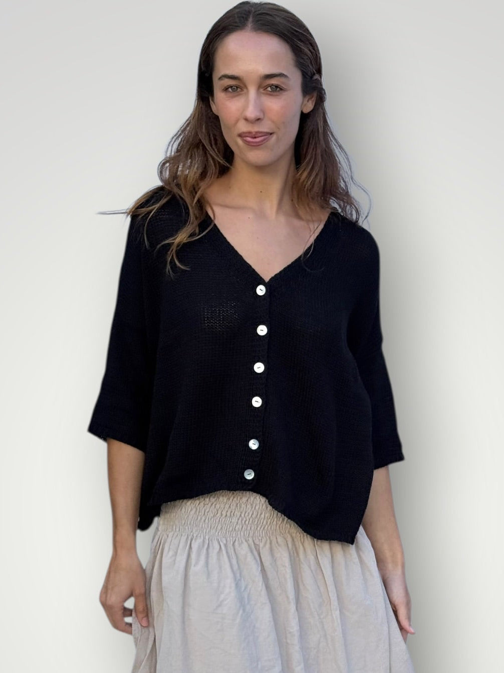 alex cotton knit cardi-black Apparel