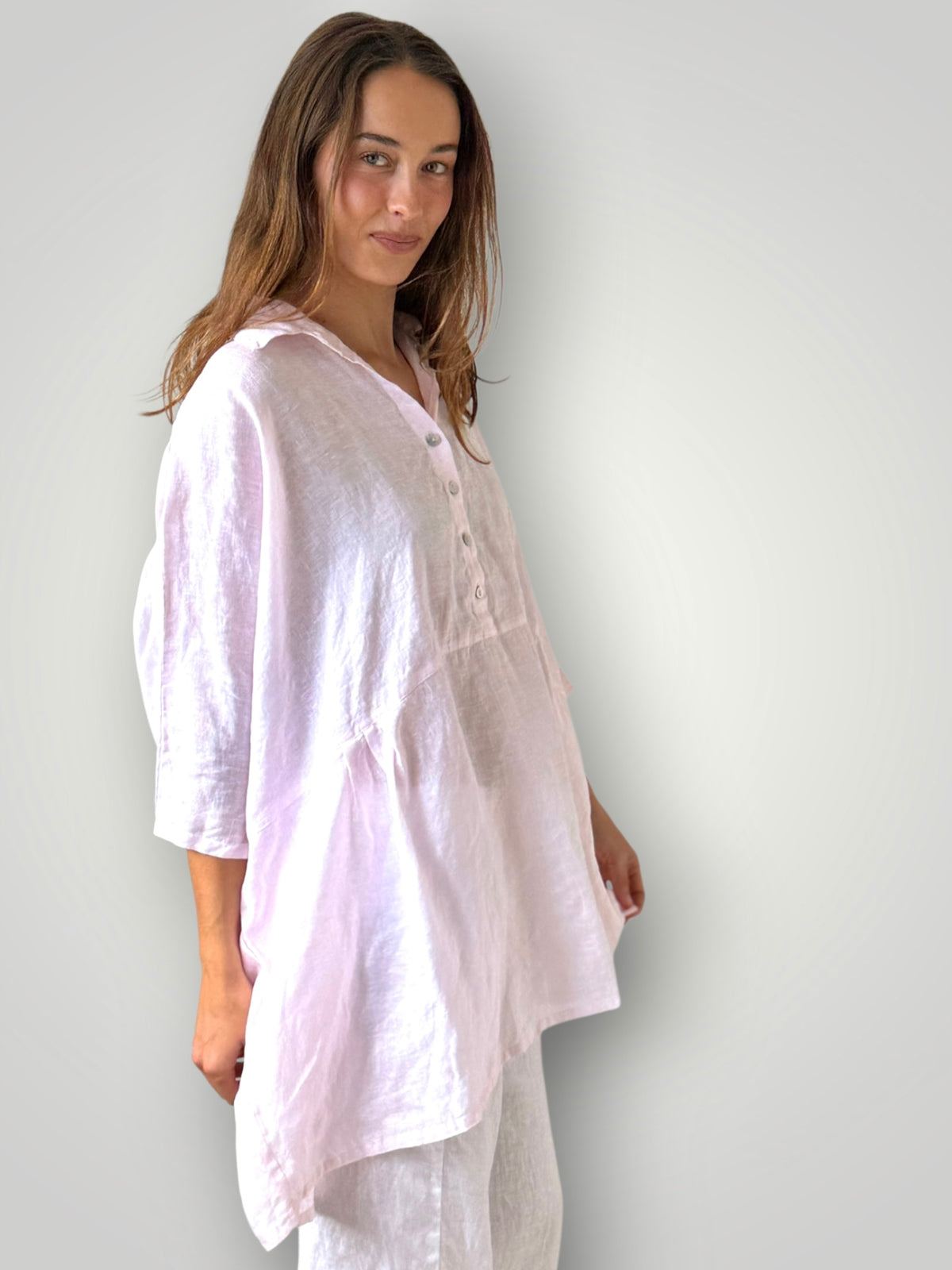 bronte shirt - soft pink linen Apparel