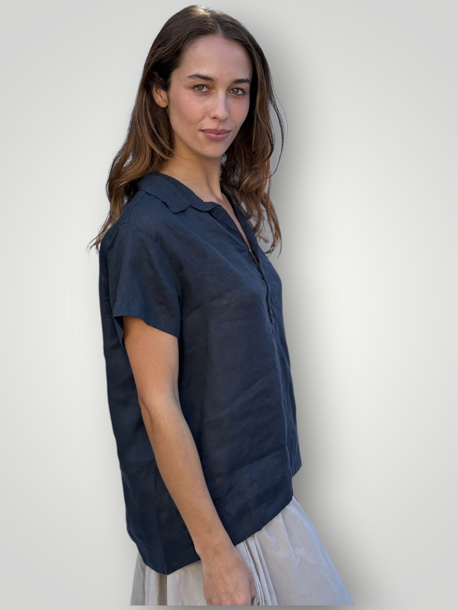 celia top - charcoal linen Apparel