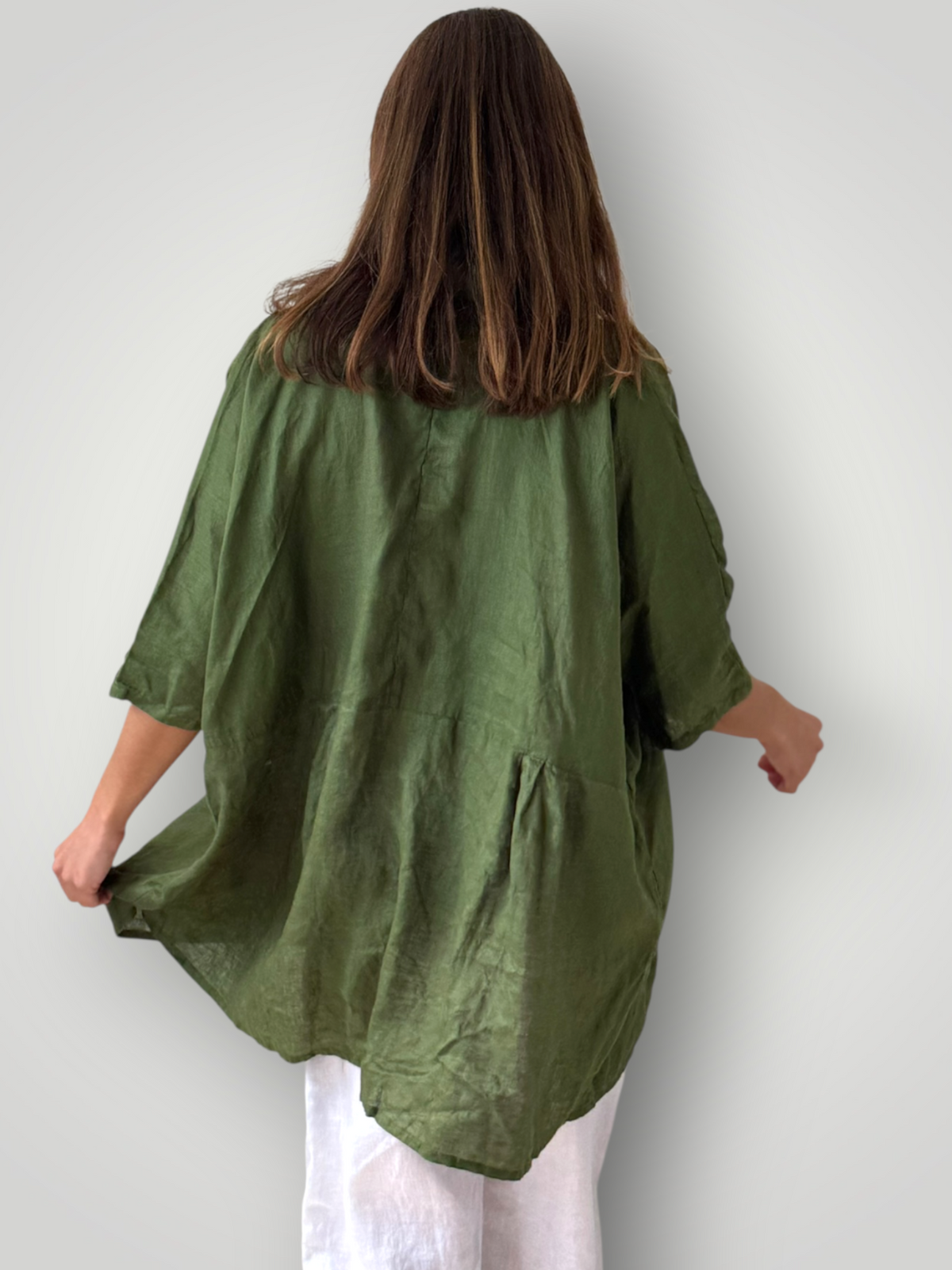 bronte shirt - moss linen Apparel