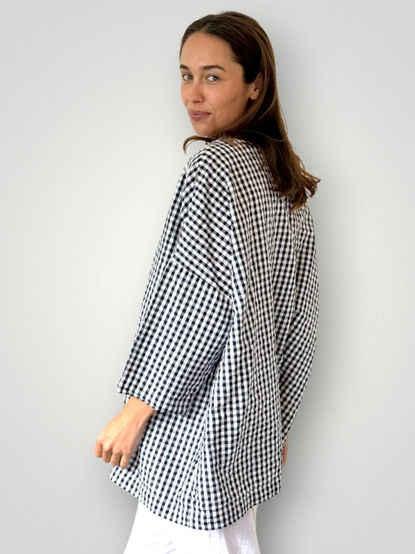 lydia top - ink gingham cotton Apparel