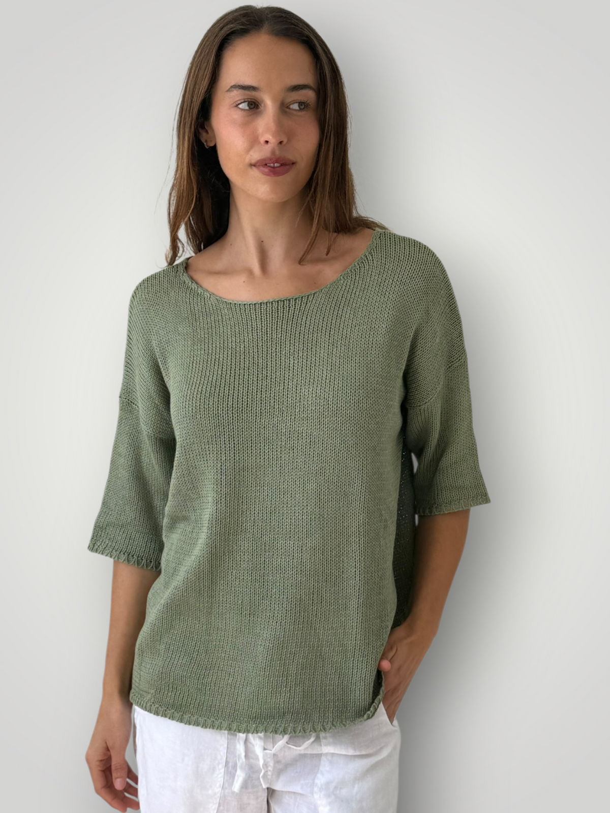 alex top - sage cotton knit Apparel