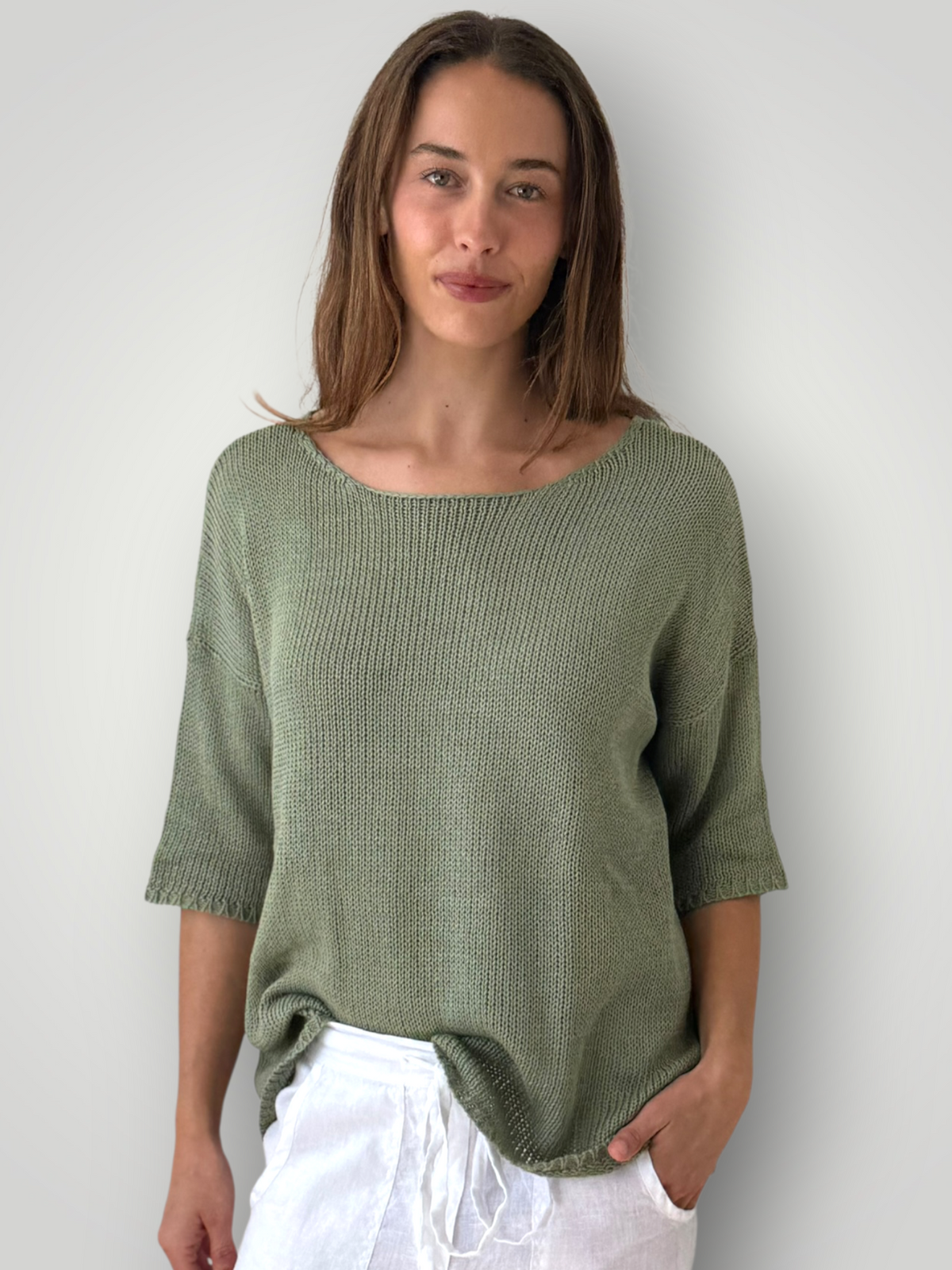 alex top - sage cotton knit Apparel