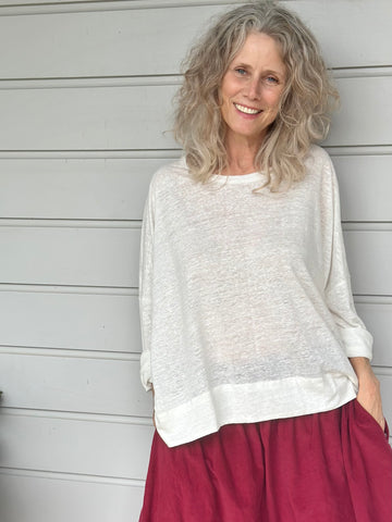 nina top - ivory linen knit General