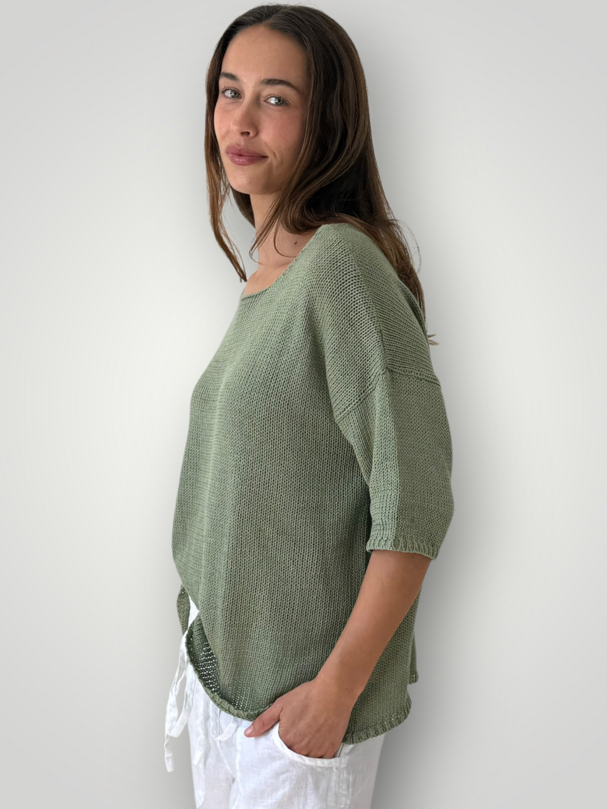 alex top - sage cotton knit Apparel