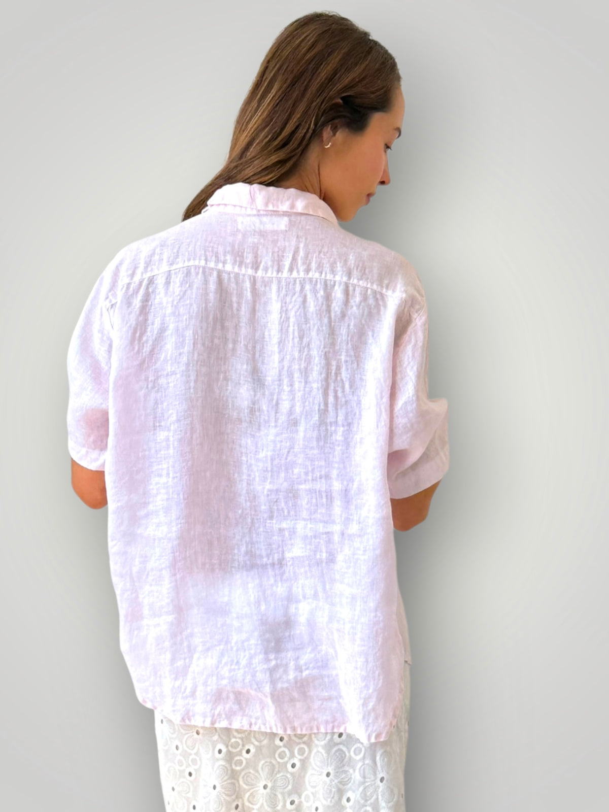 august shirt-soft pink linen Apparel