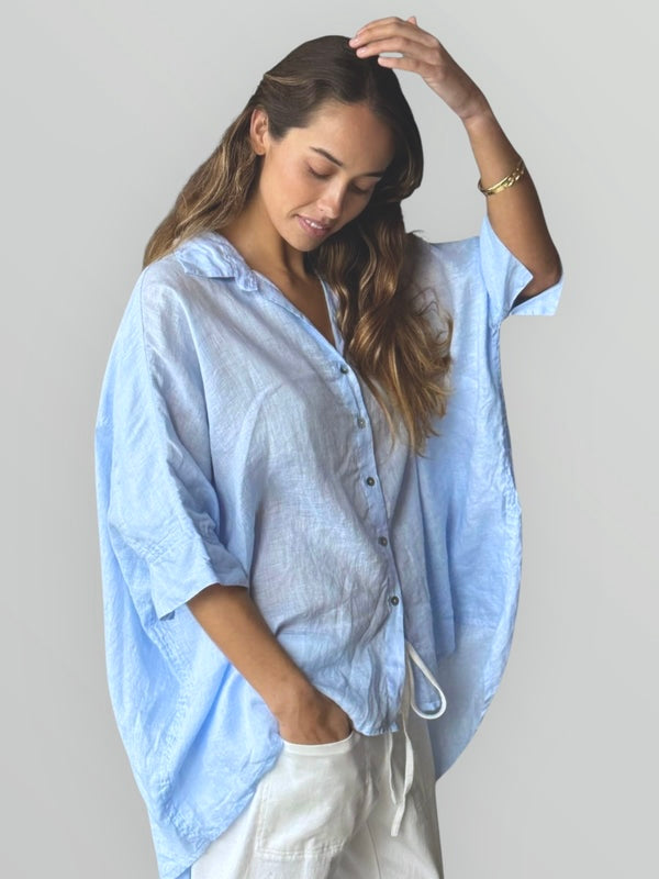 issey shirt - soft blue linen Apparel