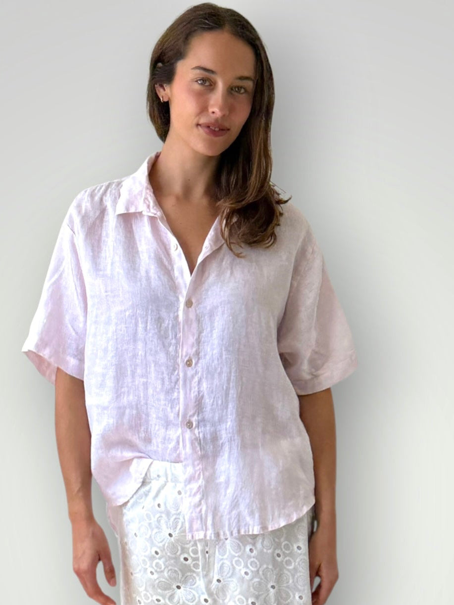 august shirt-soft pink linen Apparel