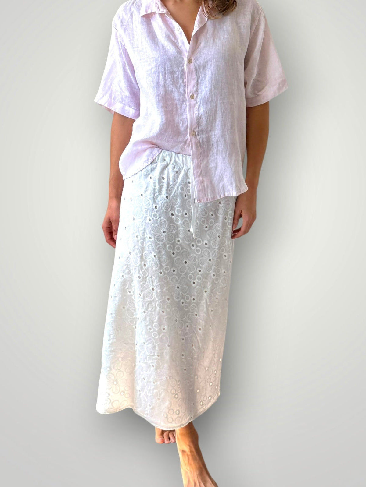 aria skirt - white cotton embroidery Apparel