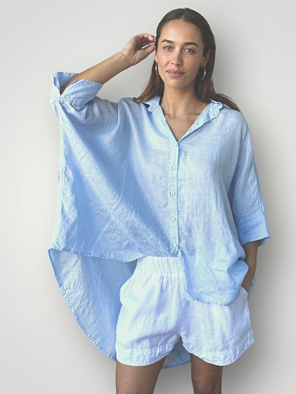 issey shirt - soft blue linen Apparel