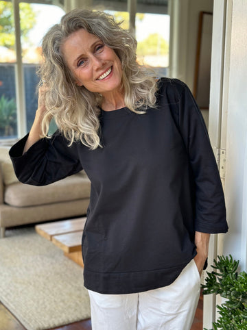 april top - black cotton knit Apparel  