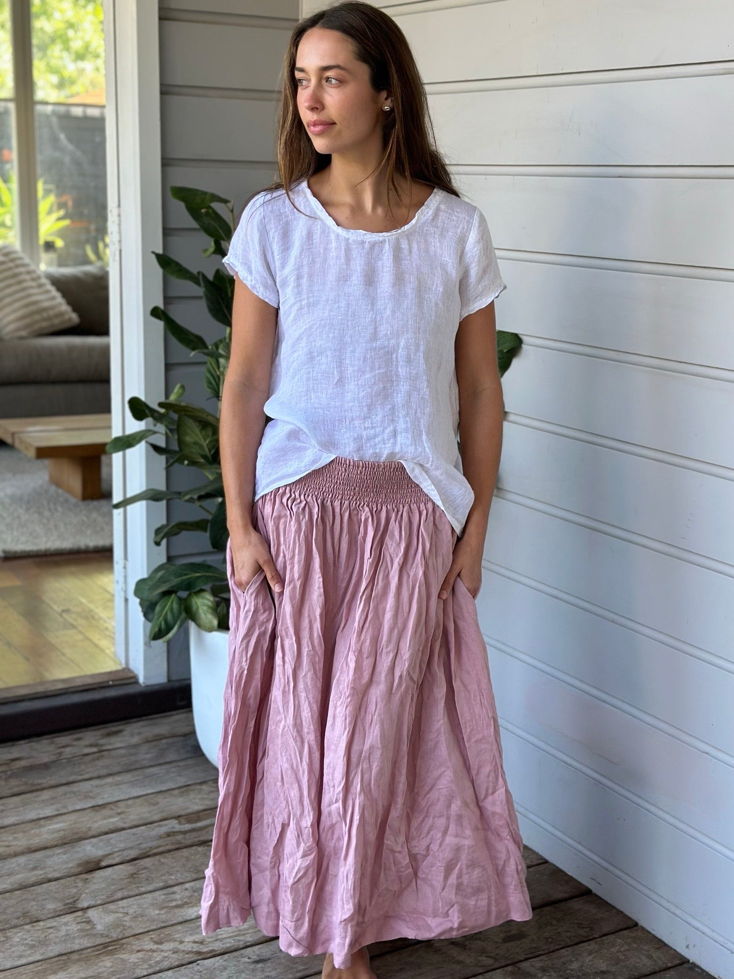 lulu skirt - dusty rose linen Apparel  