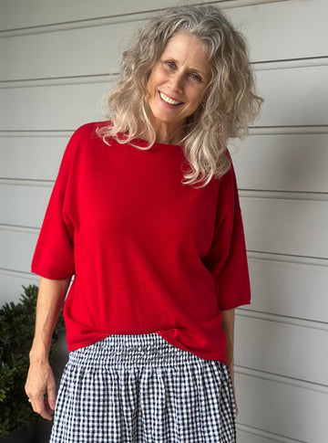 alexia cashmere top-winter red Apparel