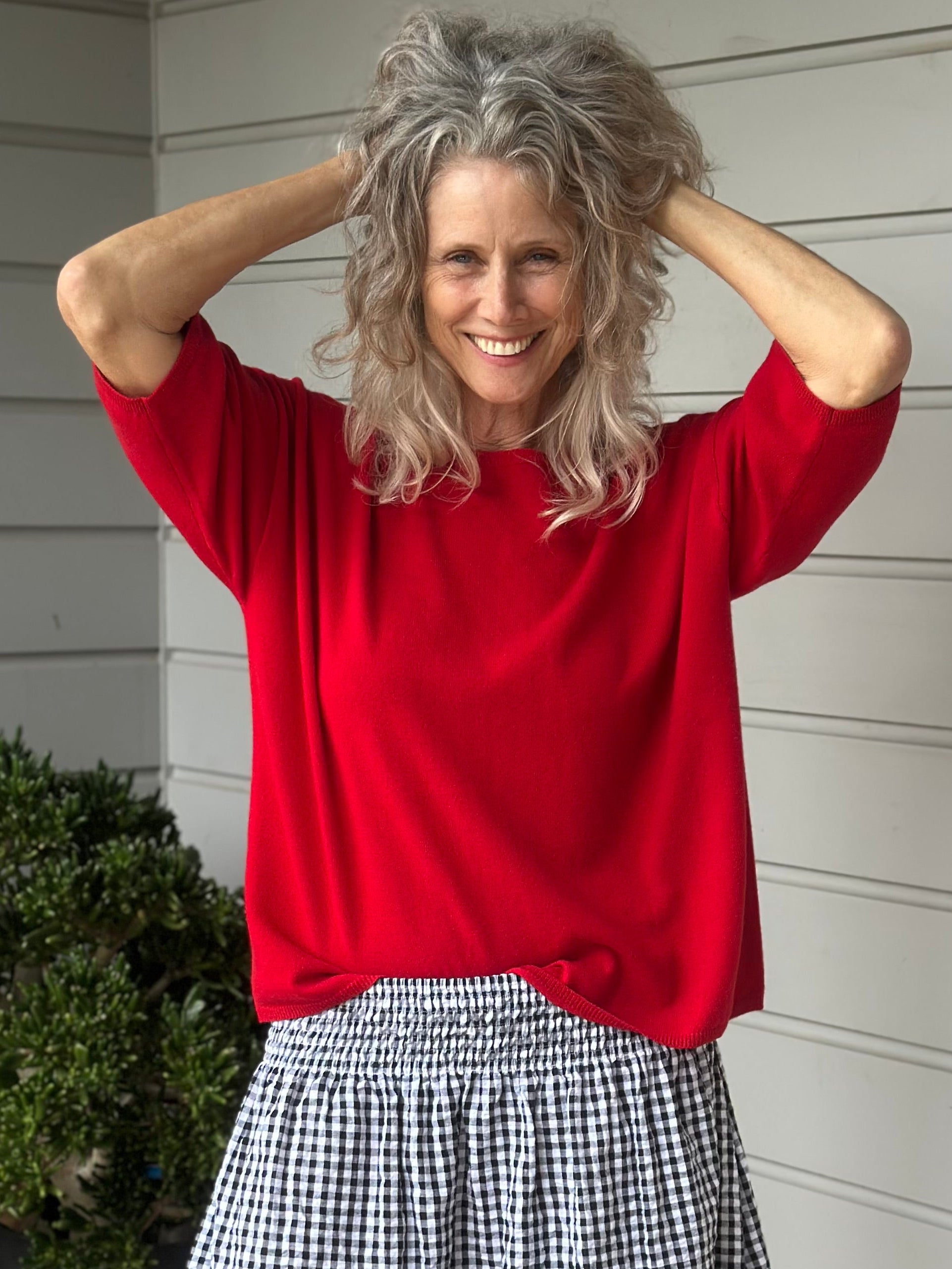 alexia cashmere top-winter red Apparel