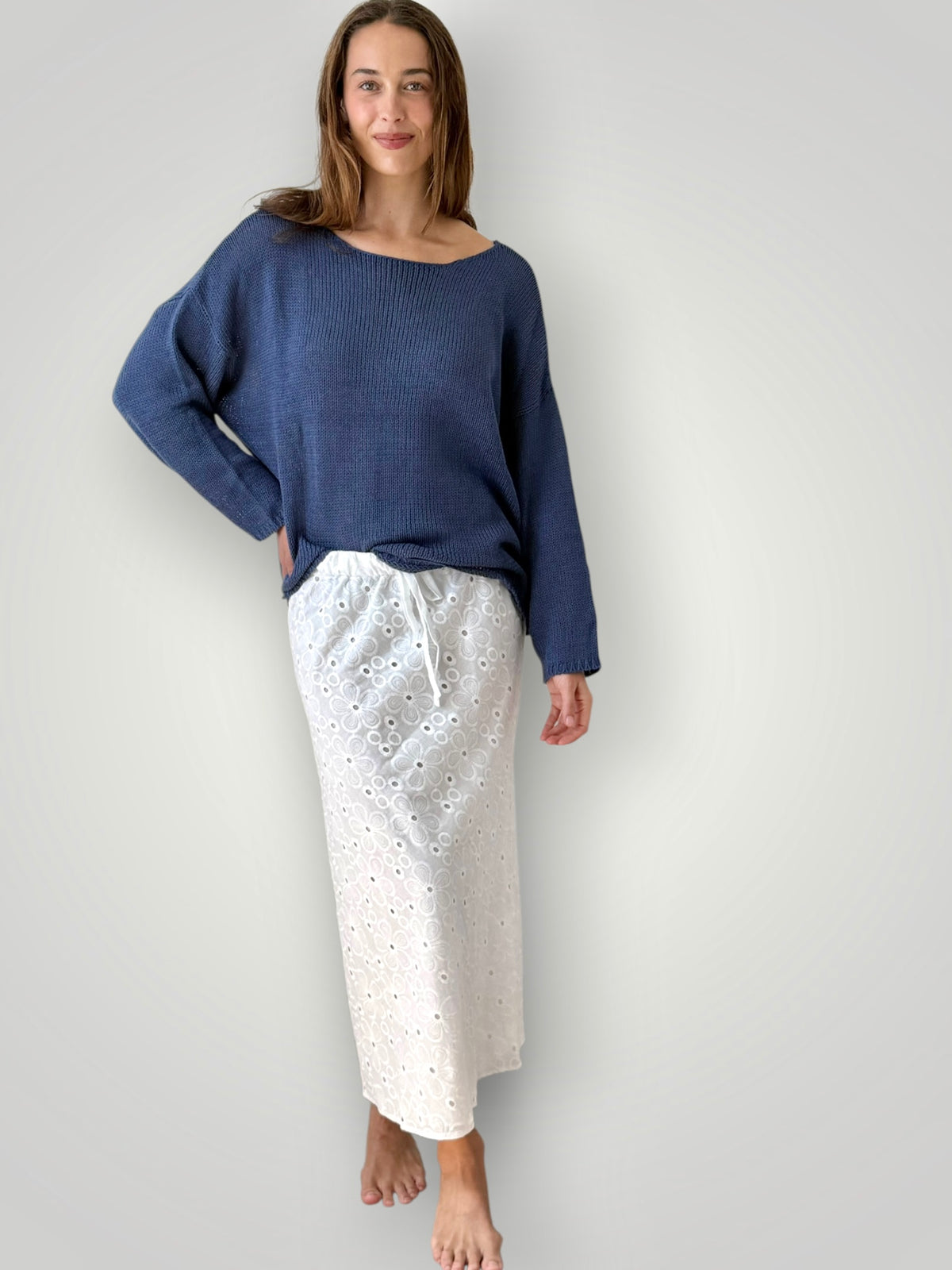 aria skirt - white cotton embroidery Apparel