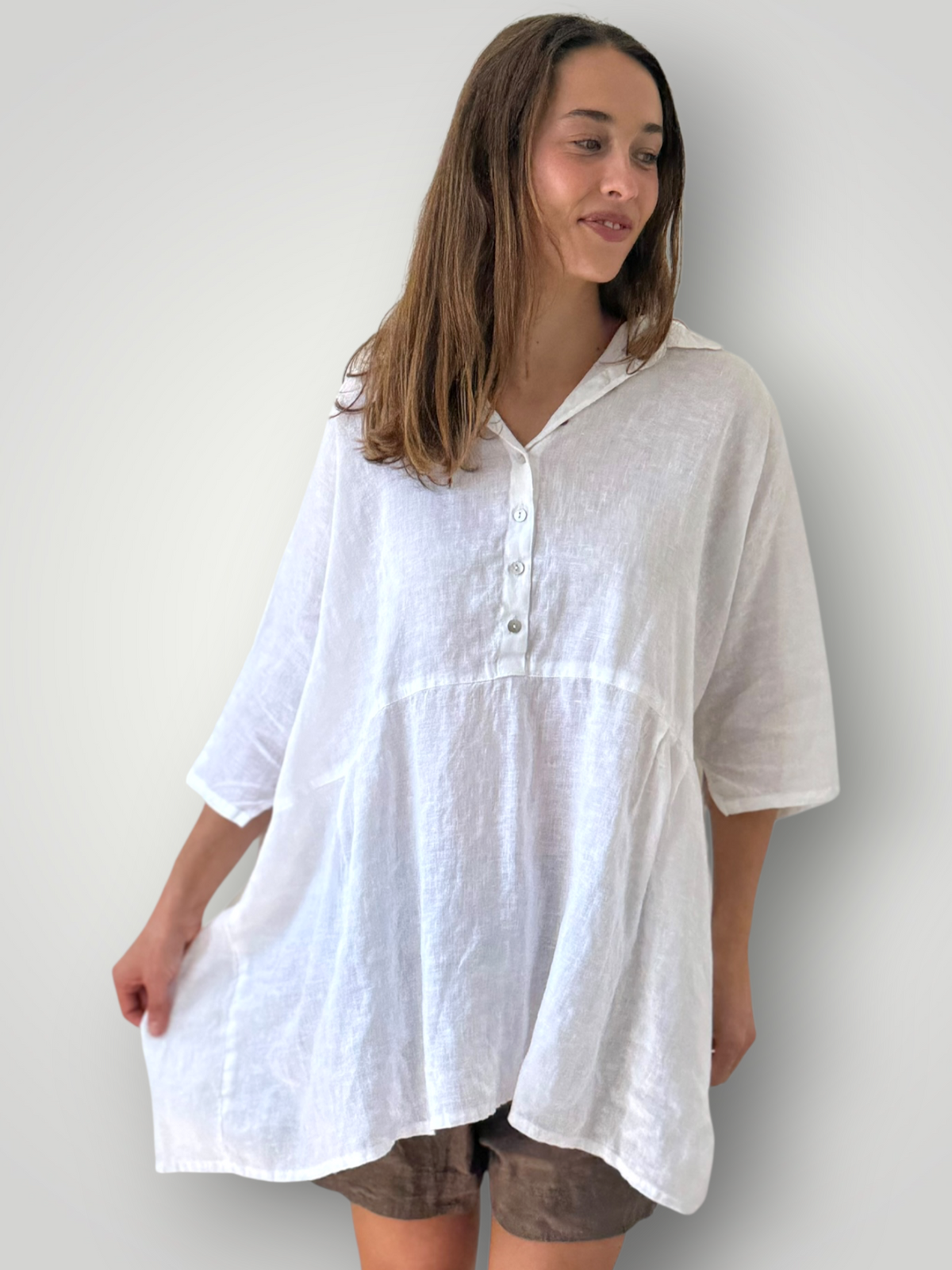 bronte shirt - white linen Apparel