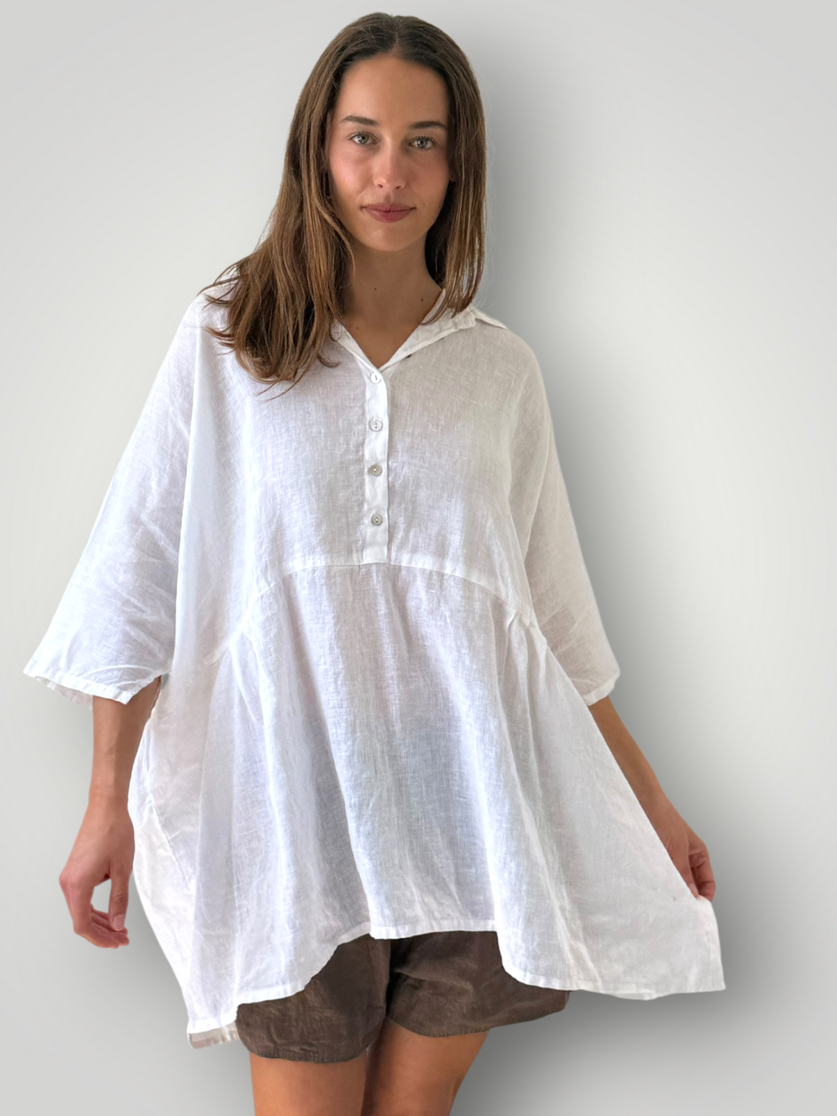 bronte shirt - white linen Apparel