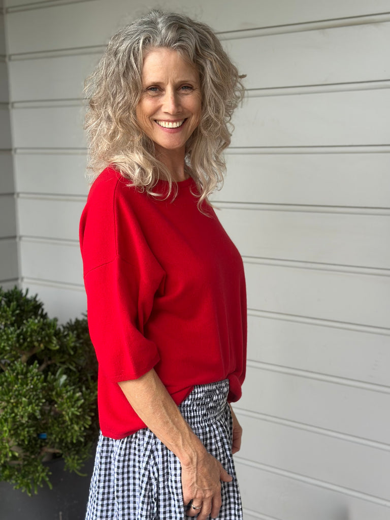 alexia cashmere top-winter red Apparel