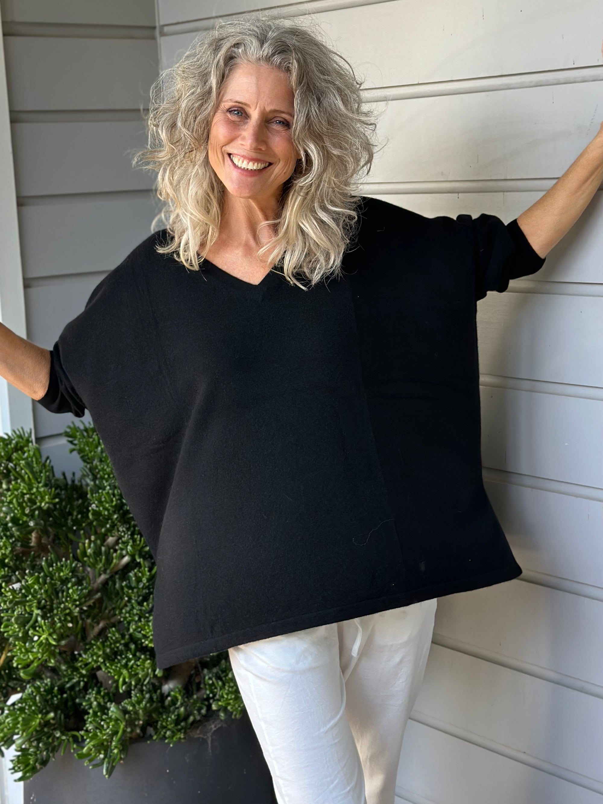 relaxed boyfriend knit-black cashmere Apparel