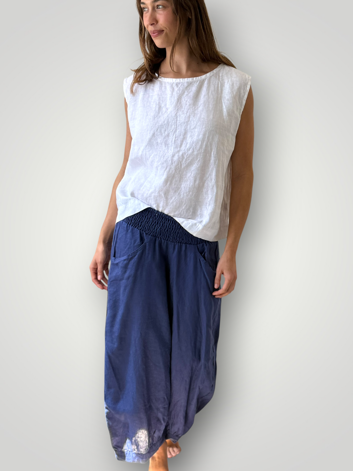 jackie pants - blue dusk linen Apparel