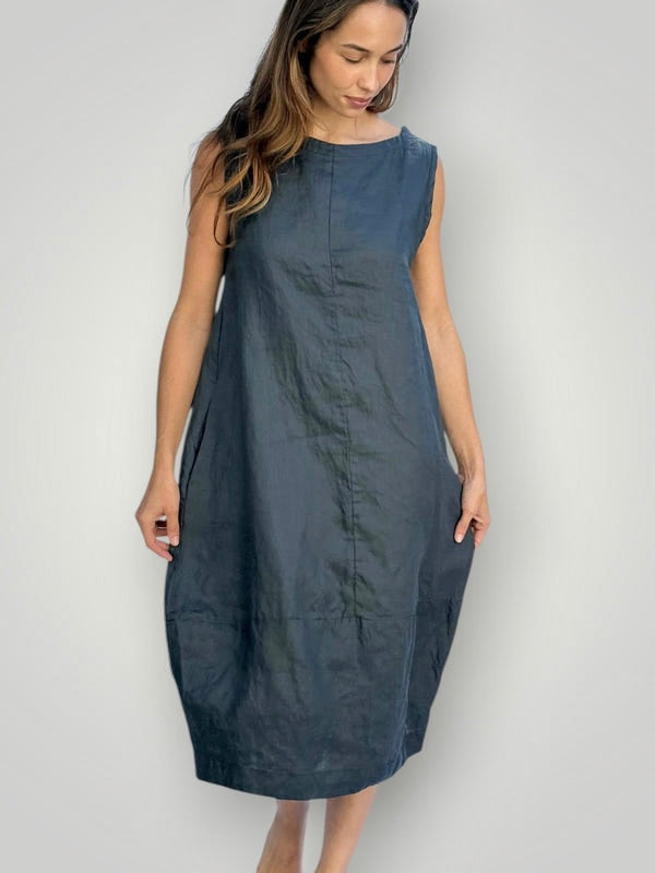 adele dress-charcoal linen Apparel