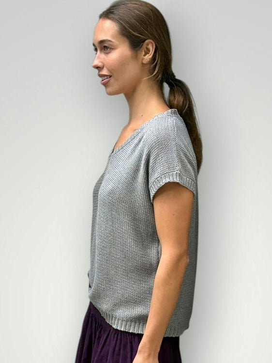 lara knit top - grey cotton Apparel
