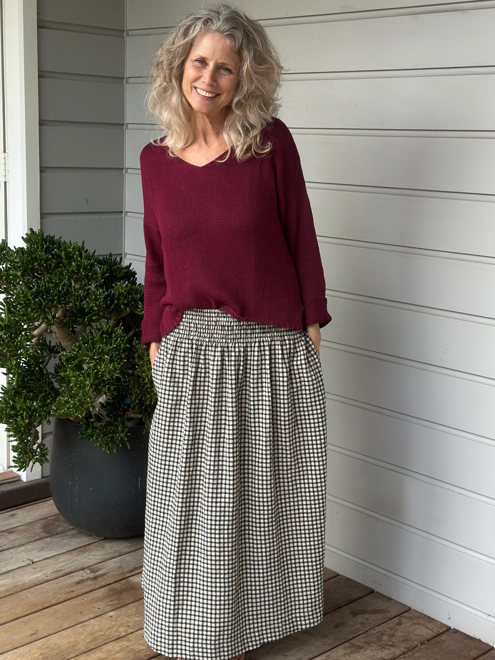 jamie knit - merlot cotton Apparel