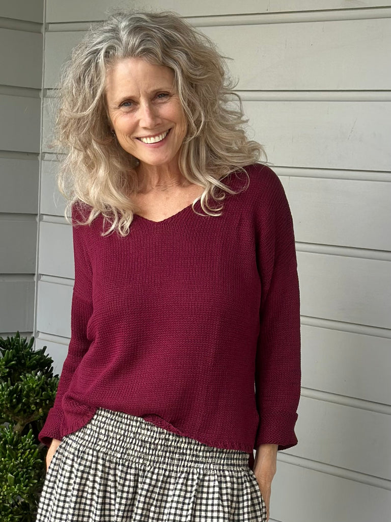 jamie knit - merlot cotton Apparel