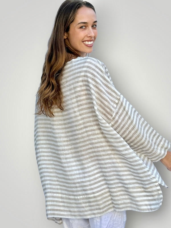 avril top - natural stripe linen Apparel