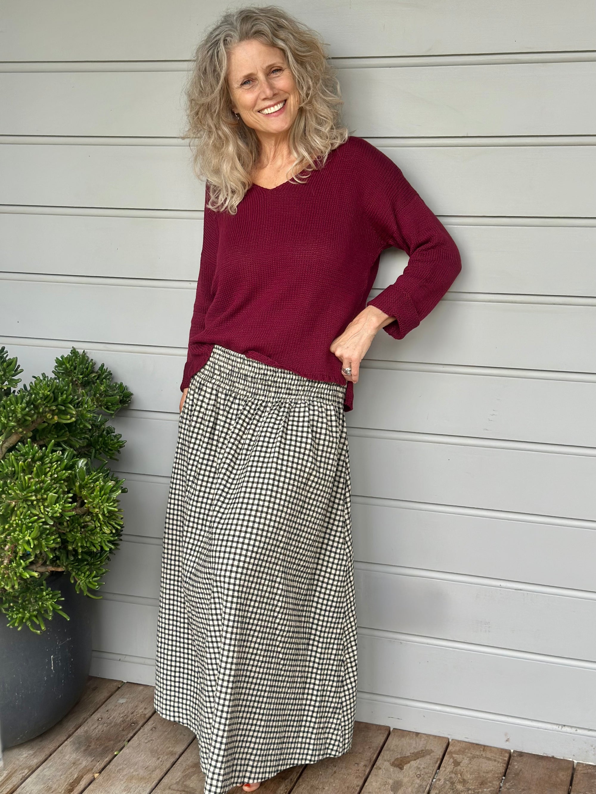 jamie knit - merlot cotton Apparel