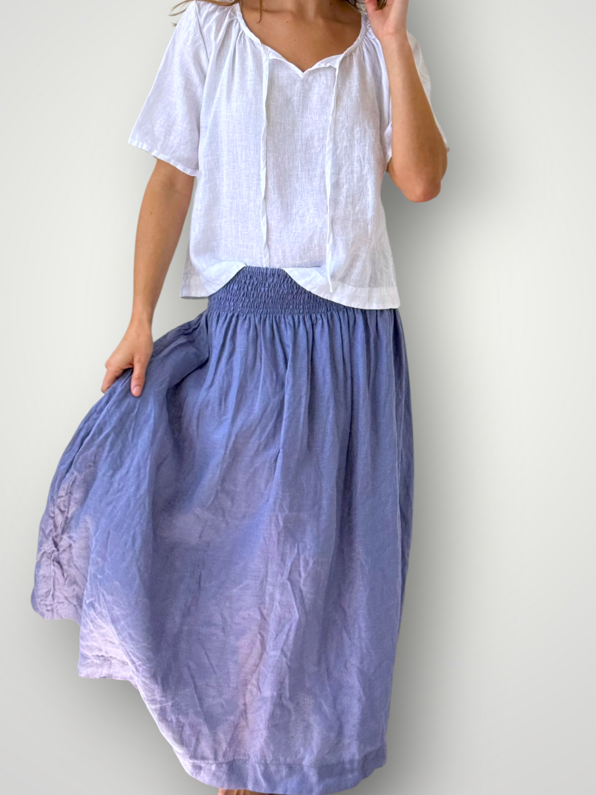 lulu skirt - cornflower linen Apparel