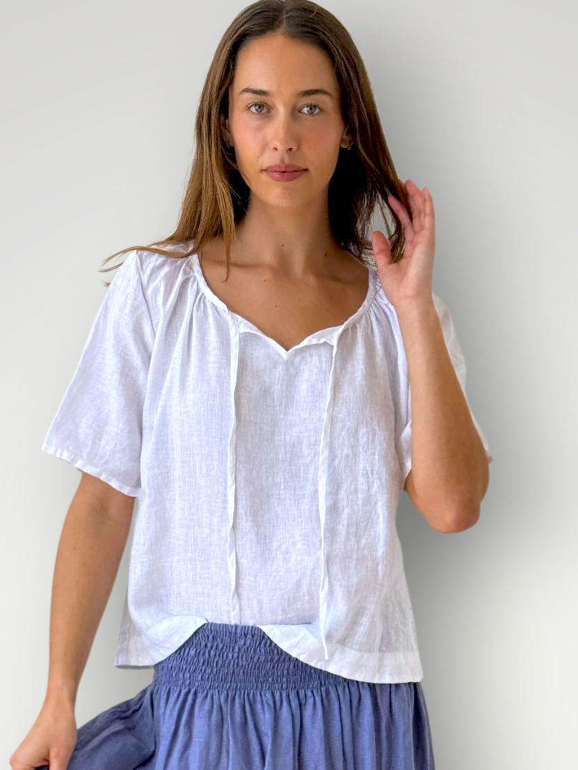 serena top-white linen