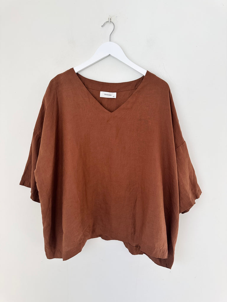 lydia top - dark caramel linen Apparel