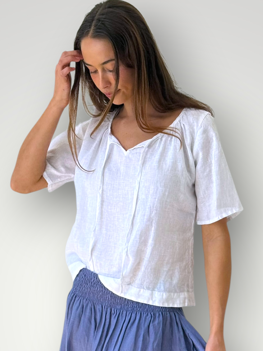 serena top-white linen